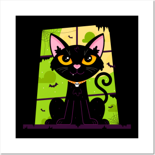 Spooky Kitten Window Posters and Art